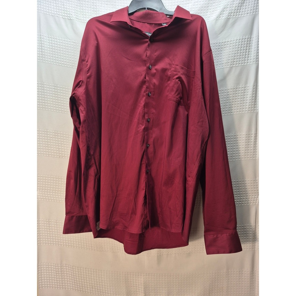 Van Heusen Mens XXL Red Stretch Button Up Shirt Ultra Wrinkle Free Regular 7297